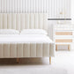 Queen Size Velvet Platform Bed With Ivory Upholstered Head board