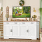 63 Inch White Contemporary Farmhouse Buffet Cabinet