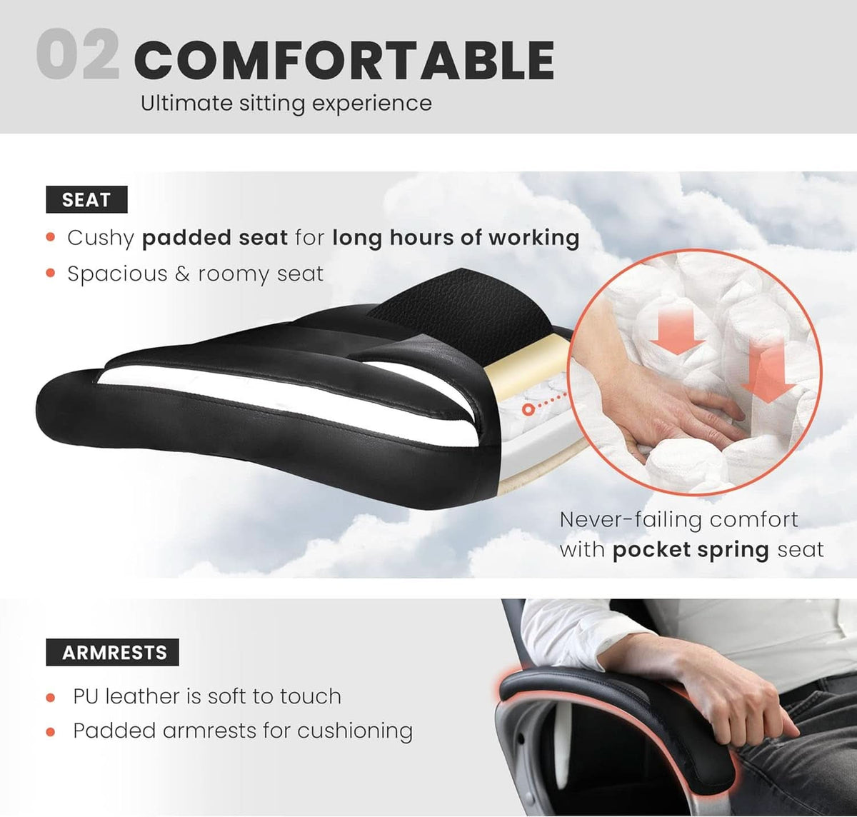 Ergonomic Black Leather Office Chair With Lumbar Support-4