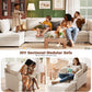 White Upholstered Accent Chair With Removable Backrest