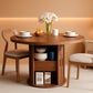 Circular Walnut Dining Table 47 Inch Storage Drawer