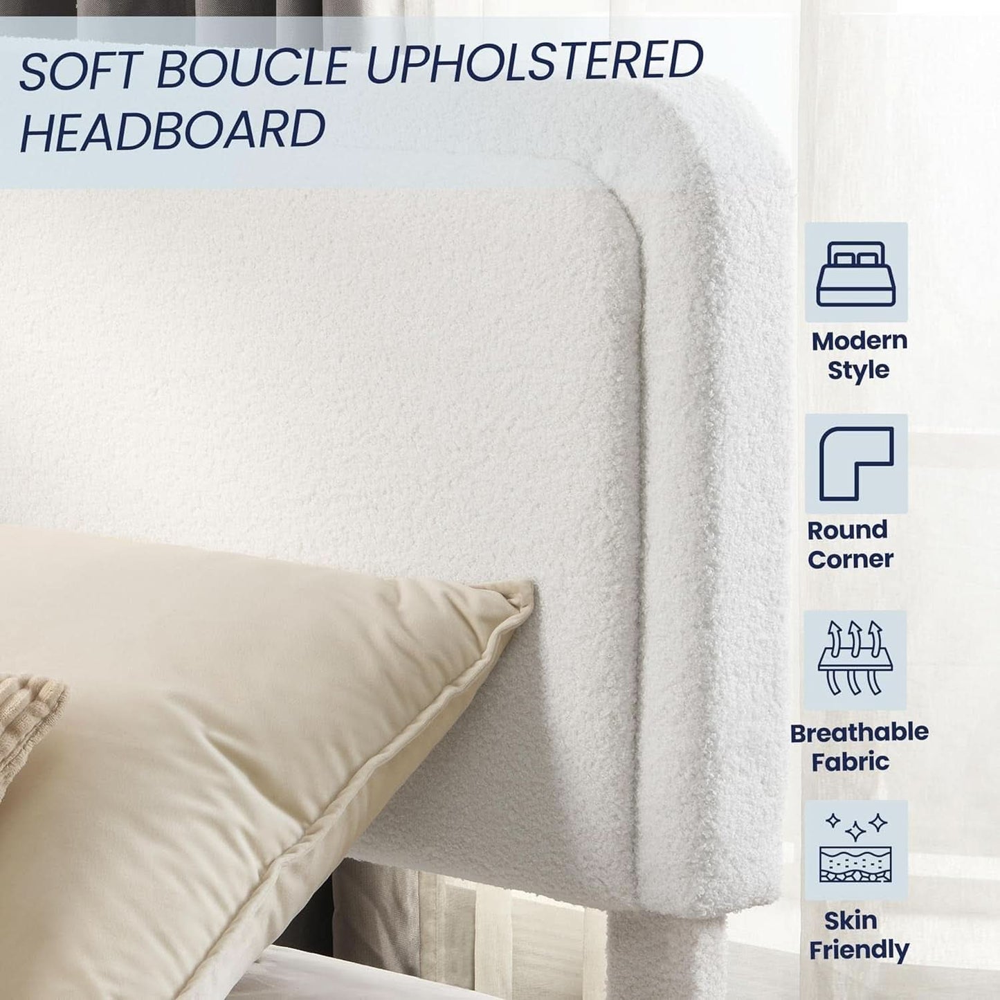 Queen Size Adjustable Headboard Upholstered Bed Frame