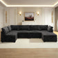 Modular Sectional Sofa Black Corduroy Convertible Sleeper-2