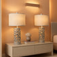 22 Inch Farmhouse Bedside Lamps with USB Night Light Set of 2