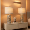 22 Inch Farmhouse Bedside Lamps with USB Night Light Set of 2