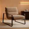 Khaki Chenille Accent Chair With Armrest Upholstered