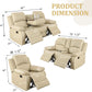 Beige Manual Leather 3 Piece Recliner Sofa Set For Living Room