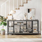 Grey Industrial Grade Console Sofa Table 70Inch Shelves