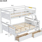 White Twin Over Full Bunk Bed With Storage Drawers