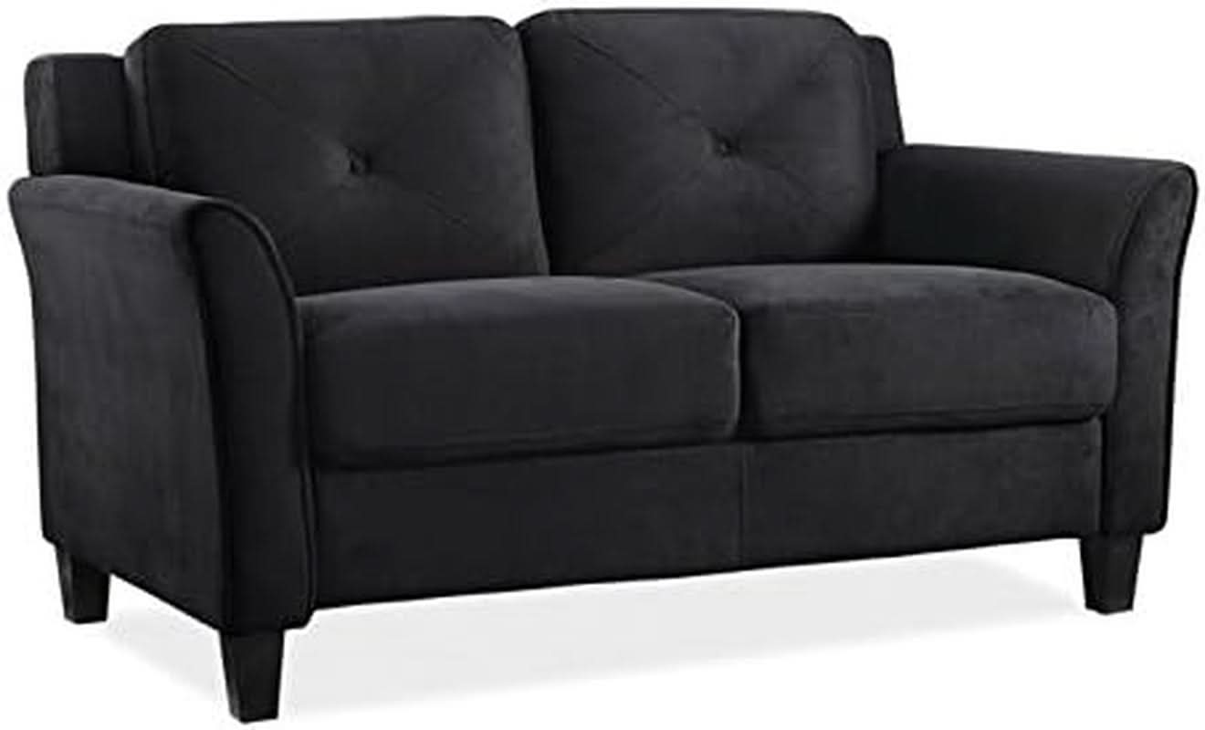 2 Piece Living Room Sofa And Loveseat Set In Black Microfiber Upholstery With 67.3 Inch Total Seat Width-4