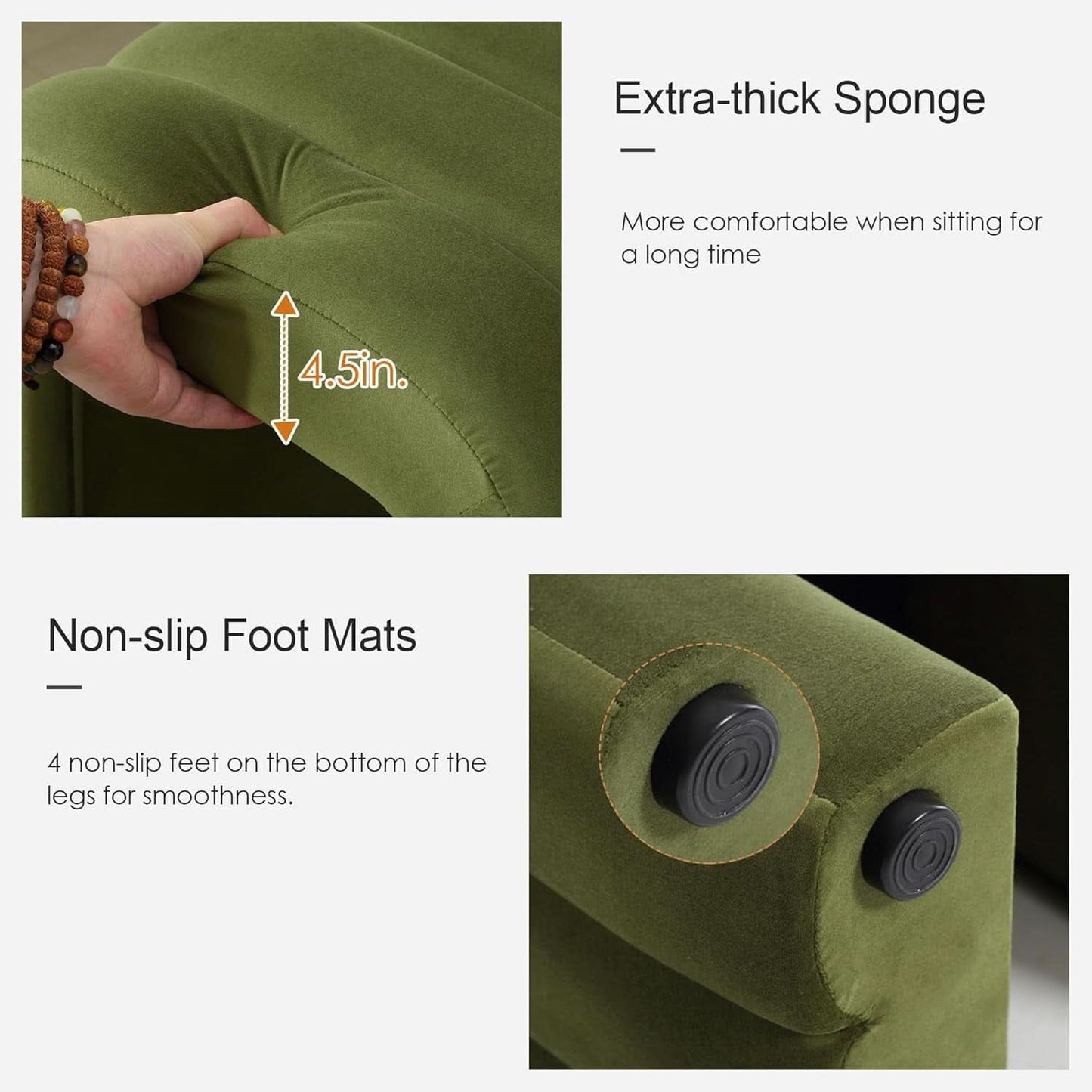 Luxurious Olive Green Velvet Small Ottoman Footstool