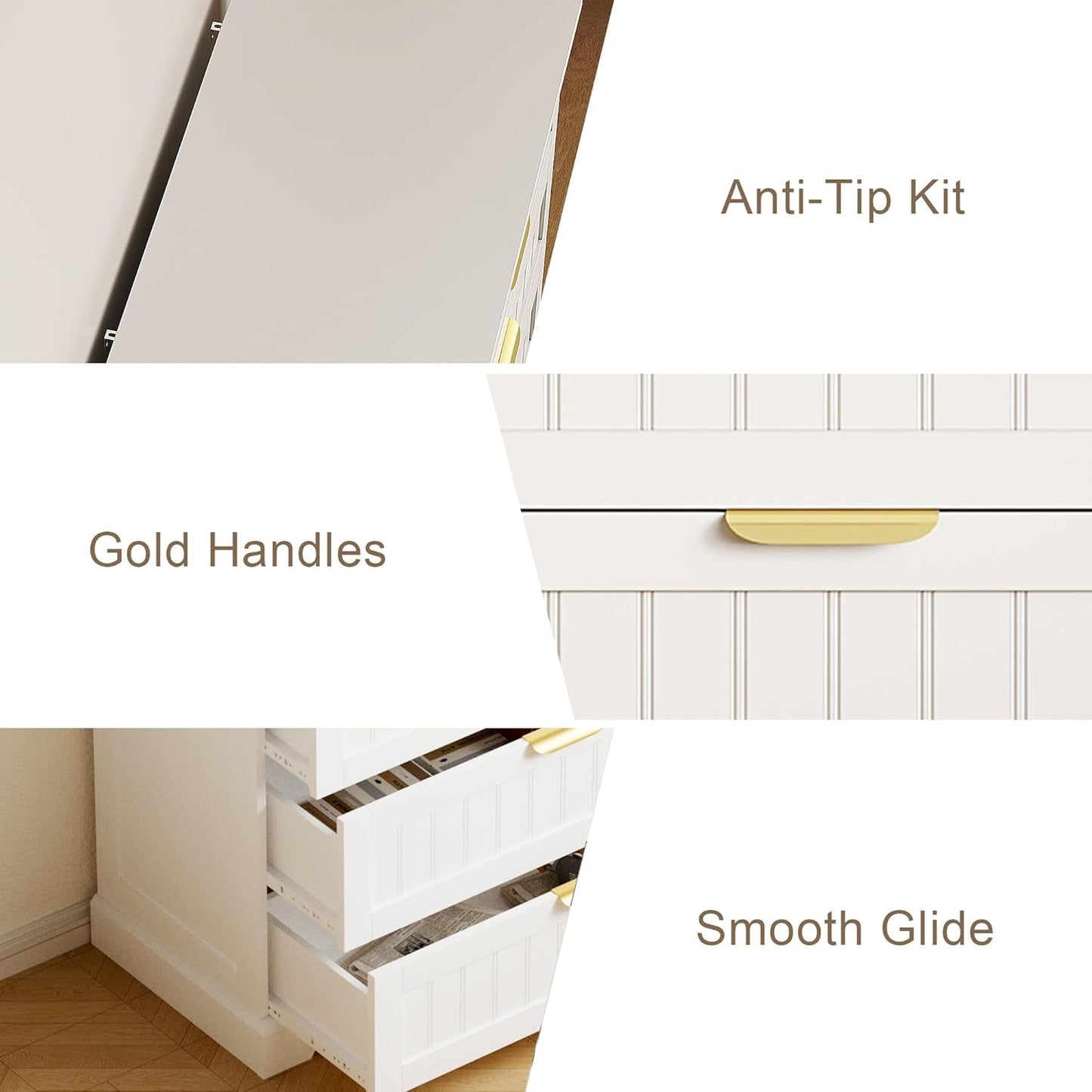 White Farmhouse Style Dresser With Durable Handles