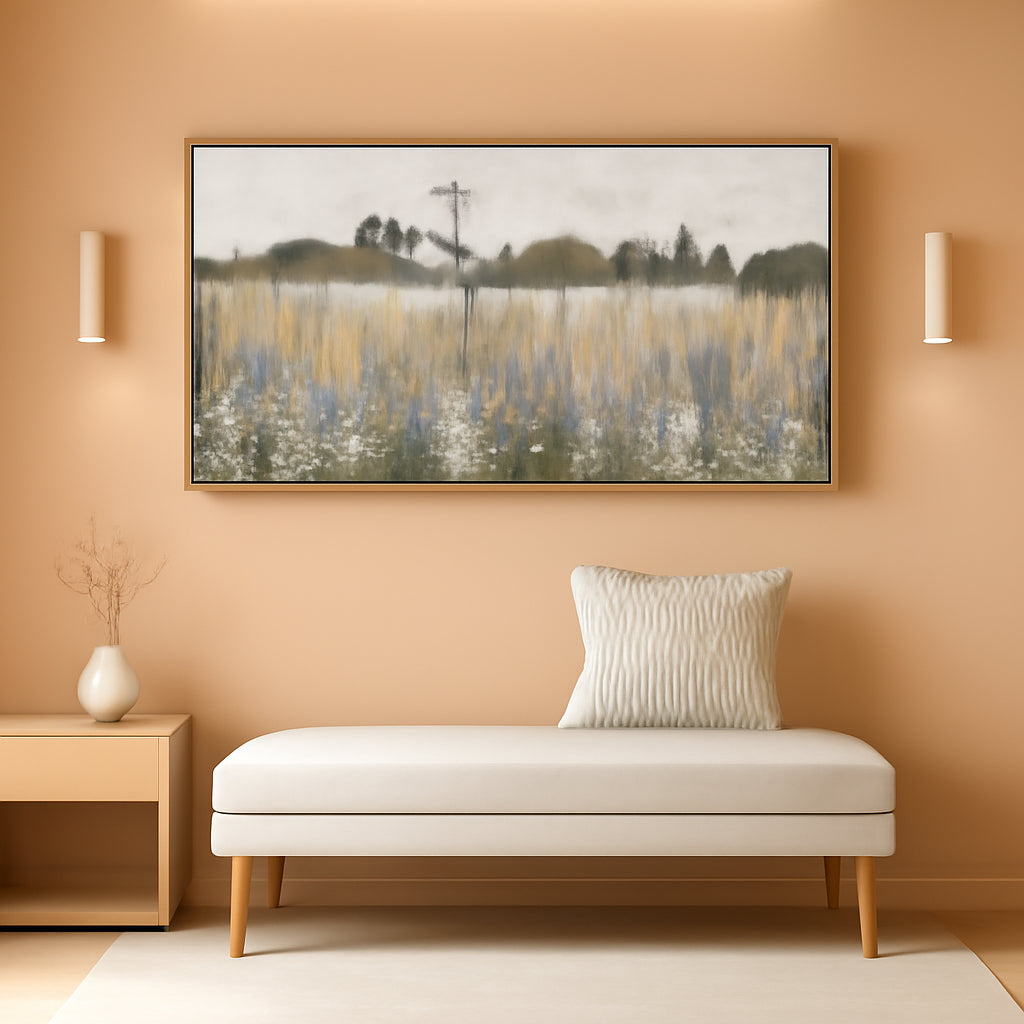 Cerulean Purple Meadow Canvas Wall Art 48x24Inches