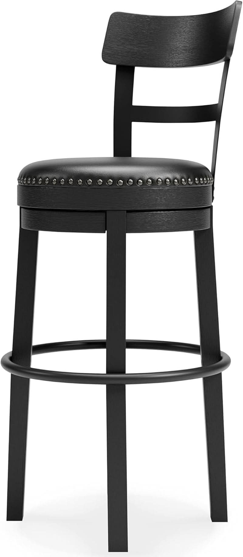 Valebeck 30.38 Black Upholstered Pub Height Swivel Barstool