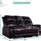 Espresso Leather Sofa Set With Manual Recliner For Living Room