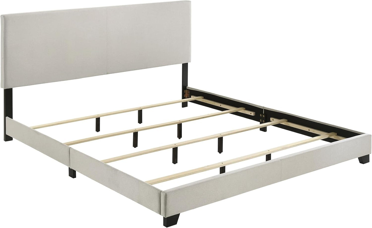 Cream Upholstered California King Platform Bed Frame