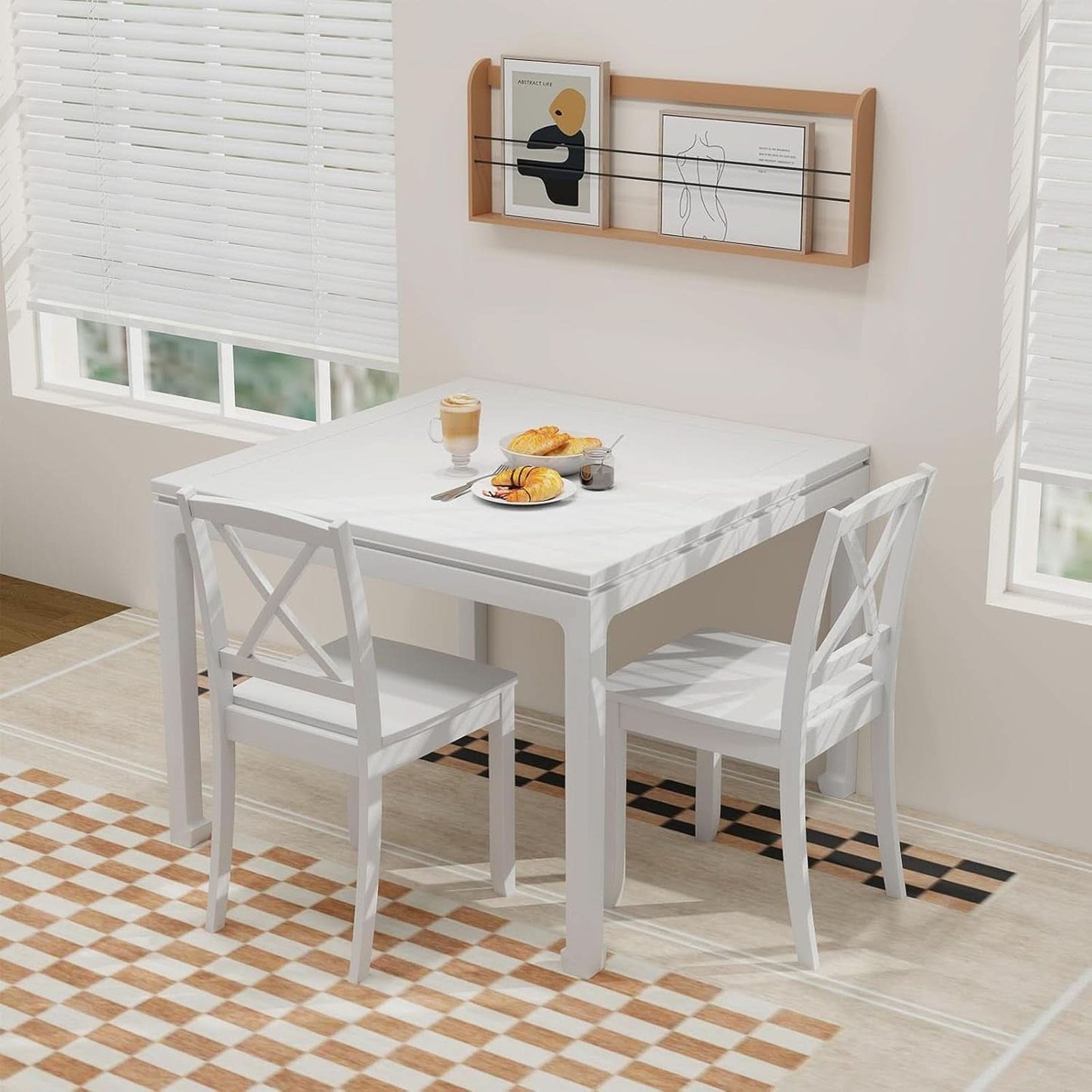 White Rubberwood Dining Chairs Curved Back Collection