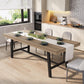 Extendable Dining Table Distressed Steel Heavy Duty