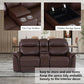 Power Recliner Sofa Set With LED Leather 3 Piece Brown Living Room