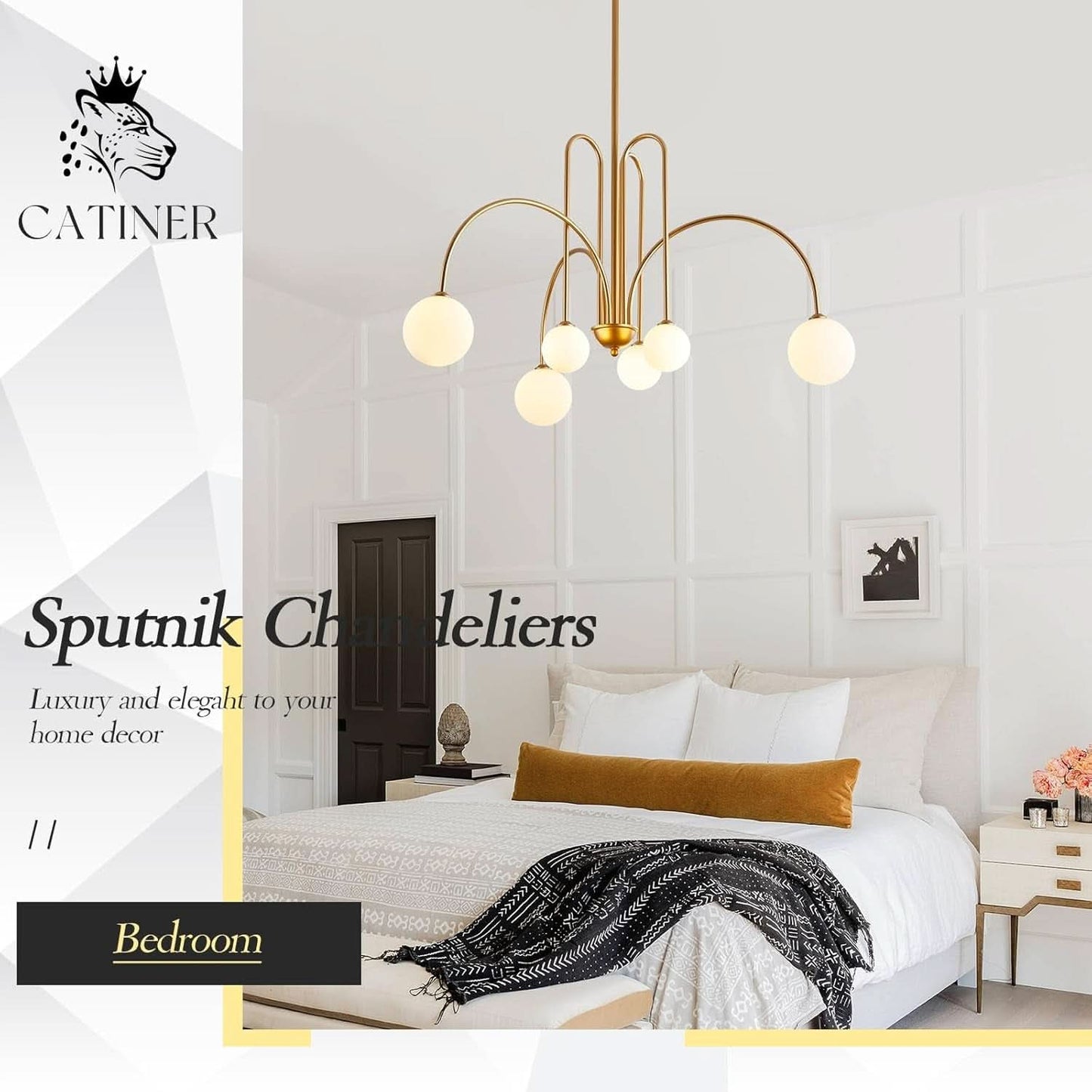 Gold Sputnik Chandelier Six Light Ceiling Pendant Light