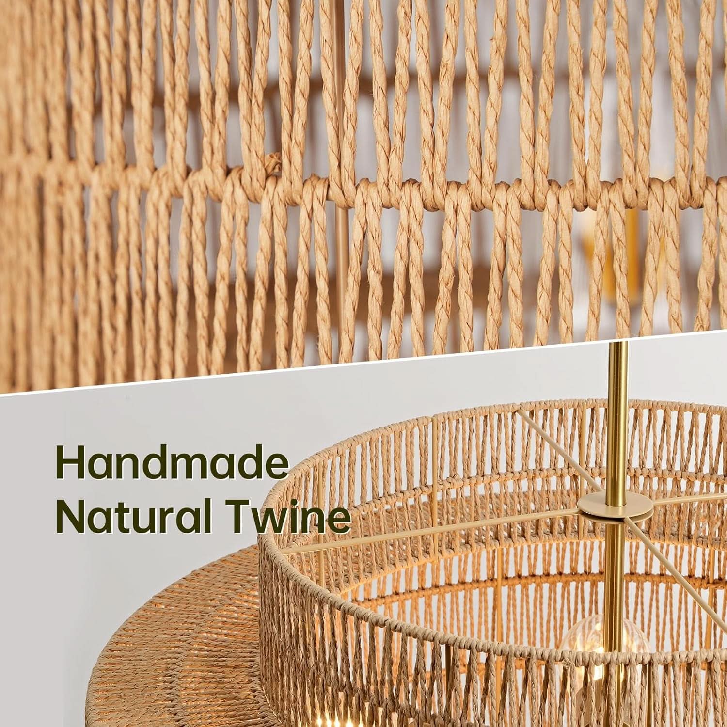 24 Inch Bohemian Handwoven Rattan Chandelier 6 Light-1