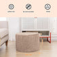 Khaki Round Ottoman Pouf 20x20x14 Inches Luxurious