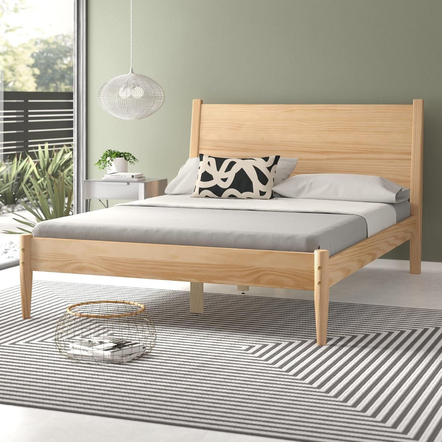 Queen Panel Bed Handcrafted Scandinavian Oak Finish