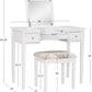 White Solid Wood Vanity Set Featuring Oversized Mirror