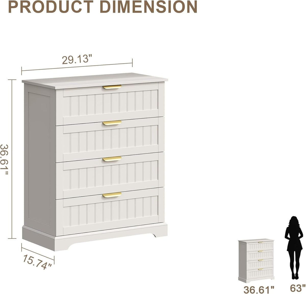 White Farmhouse Style Dresser With Durable Handles