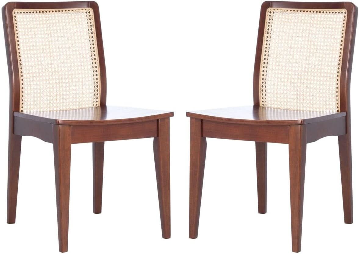 Benicio Dark Brown Natural Rattan Back Dining Chair Set of 2