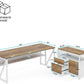 L Shaped Desk Walnut Sixty Three Inch Executive Desk