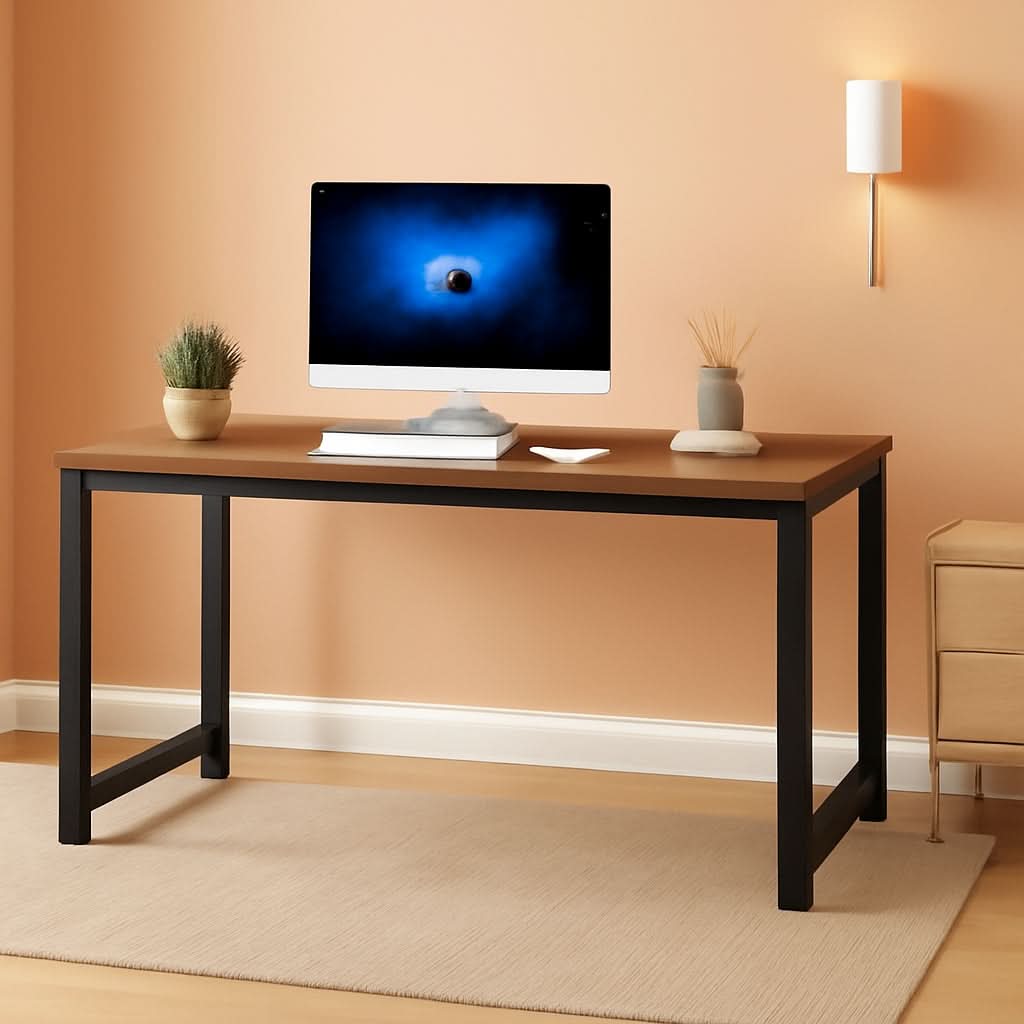 55 Inch Computer Desk Rustic Brown For Home Office