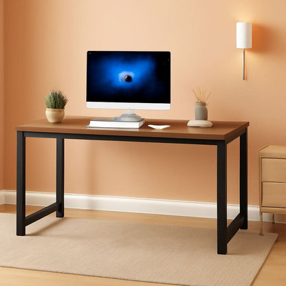 55 Inch Computer Desk Rustic Brown For Home Office