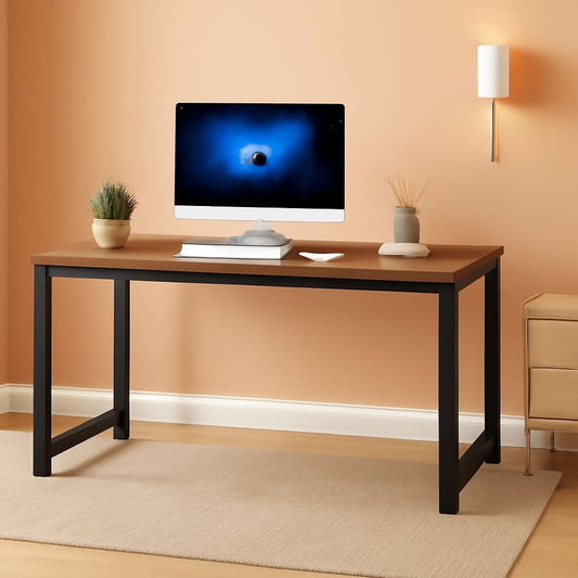 55 Inch Computer Desk Rustic Brown For Home Office