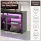 LED Tall TV Stand For 55-65 TV With Adjustable Shelves