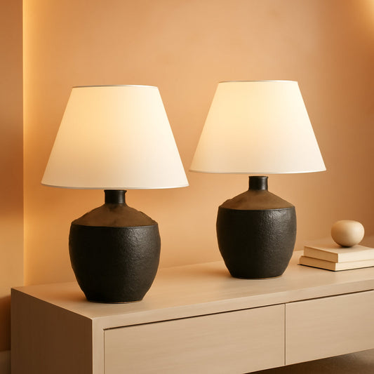 18 Inches Coal Black Matte Concrete Designer Table Lamps