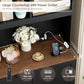 Seventy Two Inch Tall Black Bookcase With Power Out let System-3