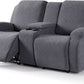 Dark Gray Recliner Loveseat Slipcover Center Console