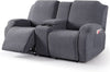 Dark Gray Recliner Loveseat Slipcover Center Console