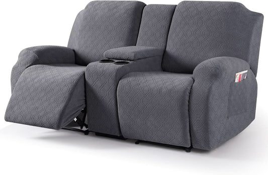 Dark Gray Recliner Loveseat Slipcover Center Console