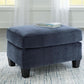 Blue Rectangular Ottoman Upholstered Modern Living Room