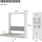 Queen Murphy Bed With Industrial Glass Cabinet White