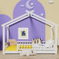 Queen House Floor Bed White Montessori Playhouse Fence
