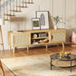 65 Inch Boho TV Stand With Rattan Entertainment Center