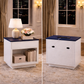Queen White Velvet Platform Bed with Adjustable Headboard and 2 Drawer Nightstands Set