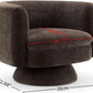 360 Degree Swivel Chair Espresso Velvet Upholstery
