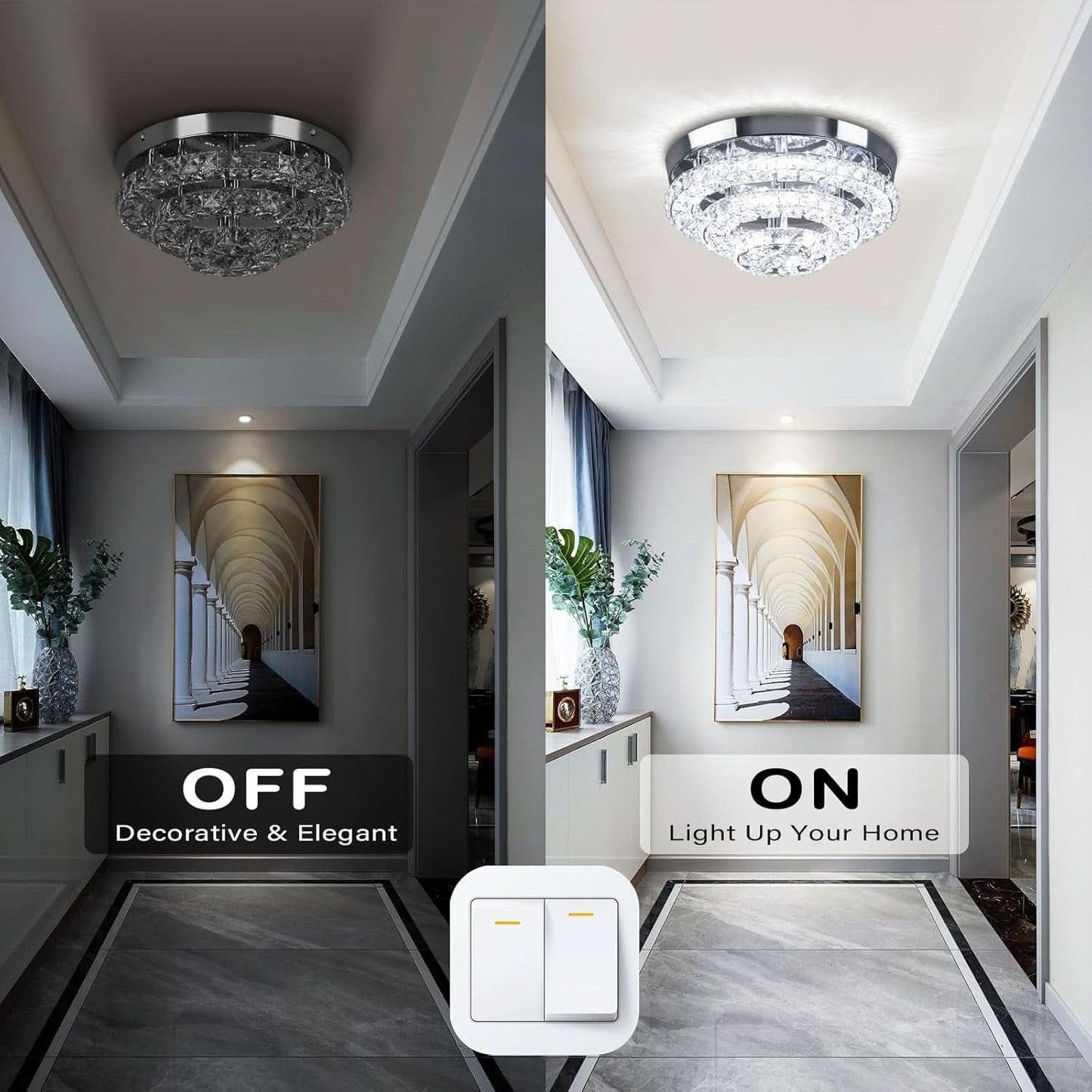 11.8 Inch Crystal Chandelier Ceiling Light 6500K LED-2