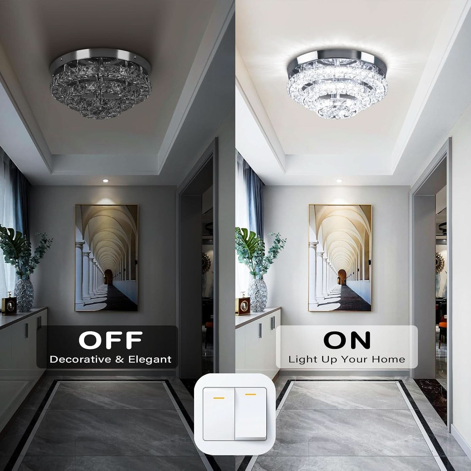 11.8 Inch Crystal Chandelier Ceiling Light 6500K LED-2