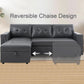 Sleeper Sectional Sofa With Convertible Bed In Dark Gray