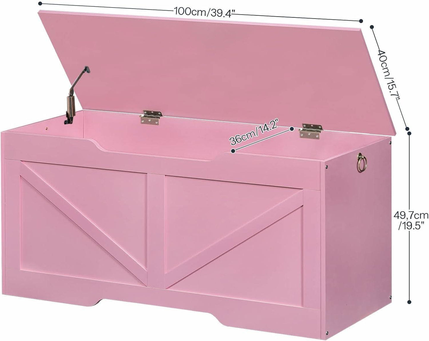 Rose Pink 39.4 Inches Premium Storage Bench Toy Chest